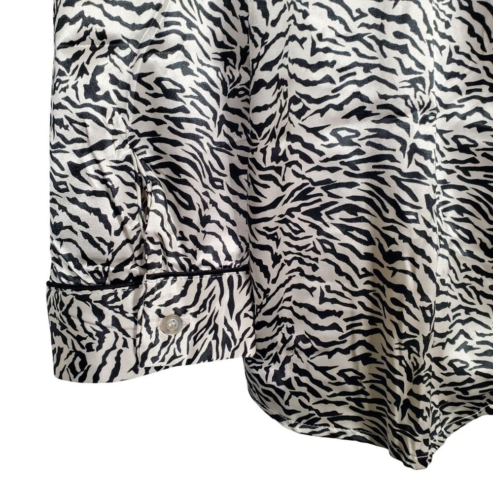 BB Dakota Size XXL Top Pajama Shirt Silky Satin Animal Print Stretch Blouse - Picture 5 of 11